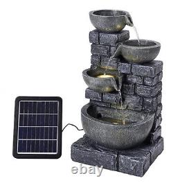 Caractéristique d'eau de jardin alimentée par énergie solaire avec éclairage LED intégré Fontaine d'eau