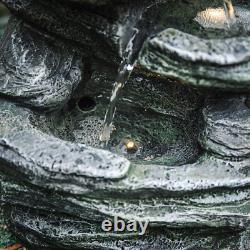 Caractéristique d'eau de jardin en ardoise naturelle avec statue de fontaine en cascade à LED