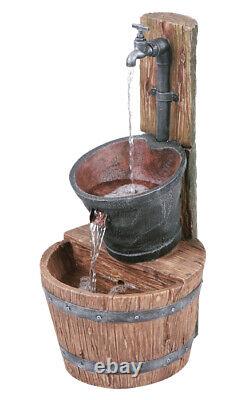 Caractéristique d'eau de robinet de seau Fontaine Cascade Effet chêne Jardin rustique