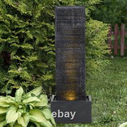 Caractéristique d'eau en cascade électrique, fontaine de jardin en ardoise naturelle avec 4 LED et pompe.
