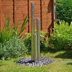 Caractéristique d'eau en colonne en acier inoxydable Primrose 135 cm avec tubes à 3 niveaux et LEDs