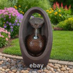 Caractéristique d'eau ovale en cascade avec lumières LED parfaite pour la sérénité du jardin