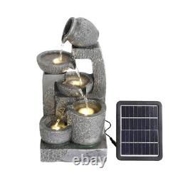 Caractéristique de jardin extérieur à énergie solaire avec fontaine en cascade LED statue décoration de maison