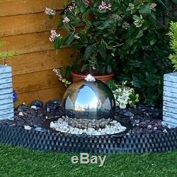 Caractéristiques 20cms Sphère Inoxydable Jardin Eau, Énergie Solaire Fontaine D'extérieur