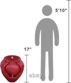 Caractéristiques d'eau de jardin avec lumières, fontaine d'extérieur à plusieurs niveaux, petite fontaine en pot rouge Caractéristiques d'eau de jardin avec lumières, fontaine d'extérieur à plusieurs niveaux, petite fontaine en pot rouge