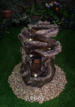 Caractéristiques d'eau en cascade de jardin avec lumières, fontaine à 3 niveaux Cherokee Falls, ambiance 56 cm