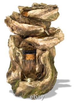 Caractéristiques d'eau en cascade de jardin avec lumières, fontaine à 3 niveaux Cherokee Falls, ambiance 56 cm