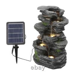 Caractéristiques d'eau solaire pour le jardin extérieur, fontaine cascade en ardoise avec lumière