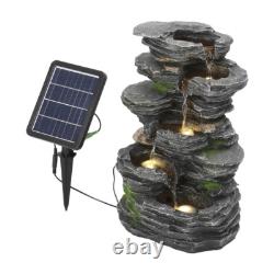 Caractéristiques d'eau solaire pour le jardin extérieur, fontaine cascade en ardoise avec lumière