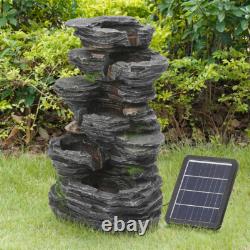 Caractéristiques d'eau solaire pour le jardin extérieur, fontaine cascade en ardoise avec lumière
