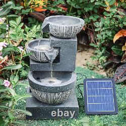 Caractéristiques de Fontaine à 3 Bols Effet Pierre de Jardin Solaire Intérieur/Extérieur avec LED Cascades
