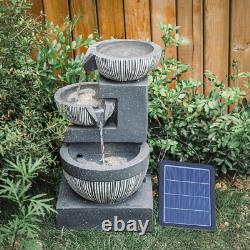 Caractéristiques de Fontaine à 3 Bols Effet Pierre de Jardin Solaire Intérieur/Extérieur avec LED Cascades