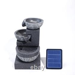 Caractéristiques de Fontaine à 3 Bols Effet Pierre de Jardin Solaire Intérieur/Extérieur avec LED Cascades