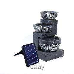 Caractéristiques de Fontaine à 3 Bols Effet Pierre de Jardin Solaire Intérieur/Extérieur avec LED Cascades