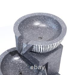 Caractéristiques de Fontaine à 3 Bols Effet Pierre de Jardin Solaire Intérieur/Extérieur avec LED Cascades