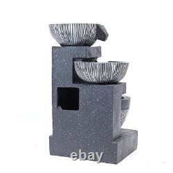 Caractéristiques de Fontaine à 3 Bols Effet Pierre de Jardin Solaire Intérieur/Extérieur avec LED Cascades