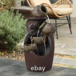 Caractéristiques de Fontaine de Jardin avec Éclairage LED, Cascade et Paysage Extérieur à Énergie Électrique