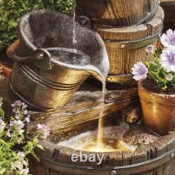 Caractéristiques de Fontaine de Jardin en Baril de Sérénité avec Cascades et Jardinière Ornementale