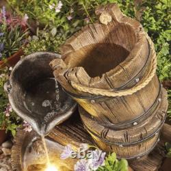 Caractéristiques de Fontaine de Jardin en Baril de Sérénité avec Cascades et Jardinière Ornementale