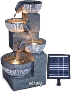 Caractéristiques de Jardin à Eau en Cascade à 4 Niveaux Solaire avec Fontaine à Effet Pierre et LED Chaud