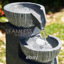 Caractéristiques de Jardin à Eau en Cascade à 4 Niveaux Solaire avec Fontaine à Effet Pierre et LED Chaud