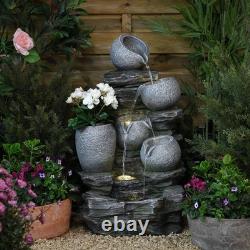 Caractéristiques de Planteur de Fontaine de Jardin avec Lumières LED de 75 cm - Fontaine d'Eau en Pierre de Rivière Sérénité