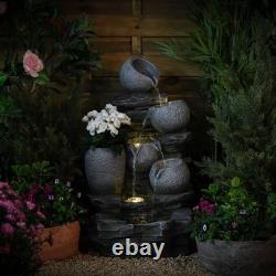 Caractéristiques de Planteur de Fontaine de Jardin avec Lumières LED de 75 cm - Fontaine d'Eau en Pierre de Rivière Sérénité