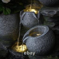 Caractéristiques de Planteur de Fontaine de Jardin avec Lumières LED de 75 cm - Fontaine d'Eau en Pierre de Rivière Sérénité
