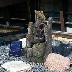 Caractéristiques de jardin à énergie solaire, fontaine avec lumière LED, cascade extérieure pour le paysage