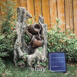 Caractéristiques de jardin à énergie solaire, fontaine avec lumière LED, cascade extérieure pour le paysage