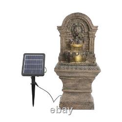 Caractéristiques de jardin à énergie solaire, fontaine extérieure LED vintage avec cascade et statue