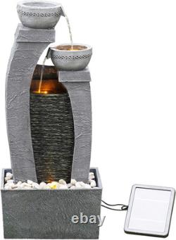 Caractéristiques de l'eau alimentées par l'énergie solaire Teamson Home, fontaine d'eau de jardin intérieure ou extérieure