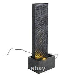 Cascade d'eau électrique en ardoise naturelle avec fontaine de jardin, 4 LED, statue et pompe