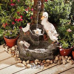 Décoration de jardin Statue de famille d'animaux Fontaines d'eau avec lumière solaire extérieure