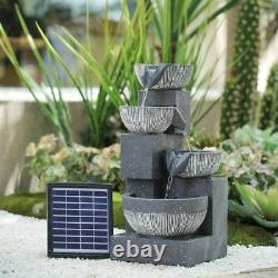 Extérieur Cascading Led Tiered Water Feature Fontaine Jardin Statue Solar Powered