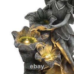 Fée Led Caractéristique De L'eau Fontaine Jardin Extérieur Solar Powered Cascading Statue