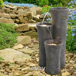 Fonctionnalité d'eau électrique de jardin avec LED, fontaine de patio en cascade, pompe extérieure de décoration.