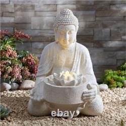 Fontaine LED autonome de jardin Bouddha Sérénité 40 cm avec élément décoratif