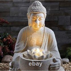 Fontaine LED autonome de jardin Bouddha Sérénité 40 cm avec élément décoratif