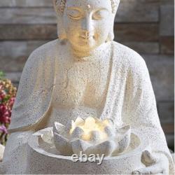 Fontaine LED autonome de jardin Bouddha Sérénité 40 cm avec élément décoratif
