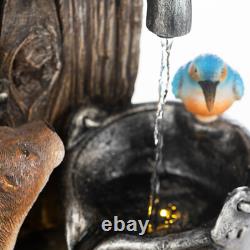 Fontaine LED avec Oies de Mer, Martin-Pêcheurs et Loutres de Sérénité, 63 cm Décoration de Jardin