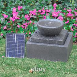 Fontaine LED de jardin avec énergie solaire/électrique, résine décorative pour usage intérieur et extérieur