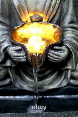 Fontaine Solaire Jardin Extérieur Caractéristique De L'eau Led Polyresin Statues De Pierre Bouddha