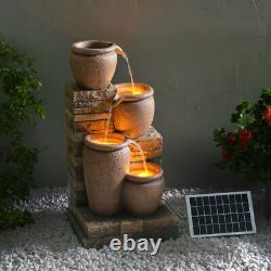 Fontaine à LED solaire extérieure avec fonction d'eau de jardin à 4 niveaux Teamson