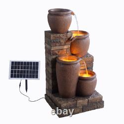 Fontaine à LED solaire extérieure avec fonction d'eau de jardin à 4 niveaux Teamson