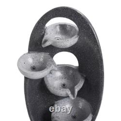 Fontaine à eau à cascade large avec éclairage LED, 68 cm, alimentée par énergie solaire pour le jardin