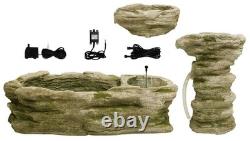 Fontaine à eau en cascade Primrose 63 cm en effet pierre à 3 niveaux avec lumières LED