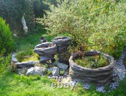 Fontaine à eau en cascade Primrose 63 cm en effet pierre à 3 niveaux avec lumières LED