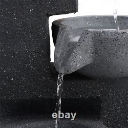 Fontaine à eau en marbre avec pot en cascade, caractéristique de jardin intérieur à LED de grande hauteur