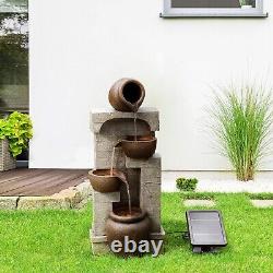 Fontaine à eau solaire 4 niveaux avec lumières LED pour jardin intérieur/extérieur